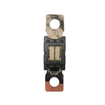 Top-down view of 60A Mega fuse with black housing and clear window
