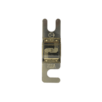 Top view of 200A Midi fuse featuring clear housing and tin-plated terminals
