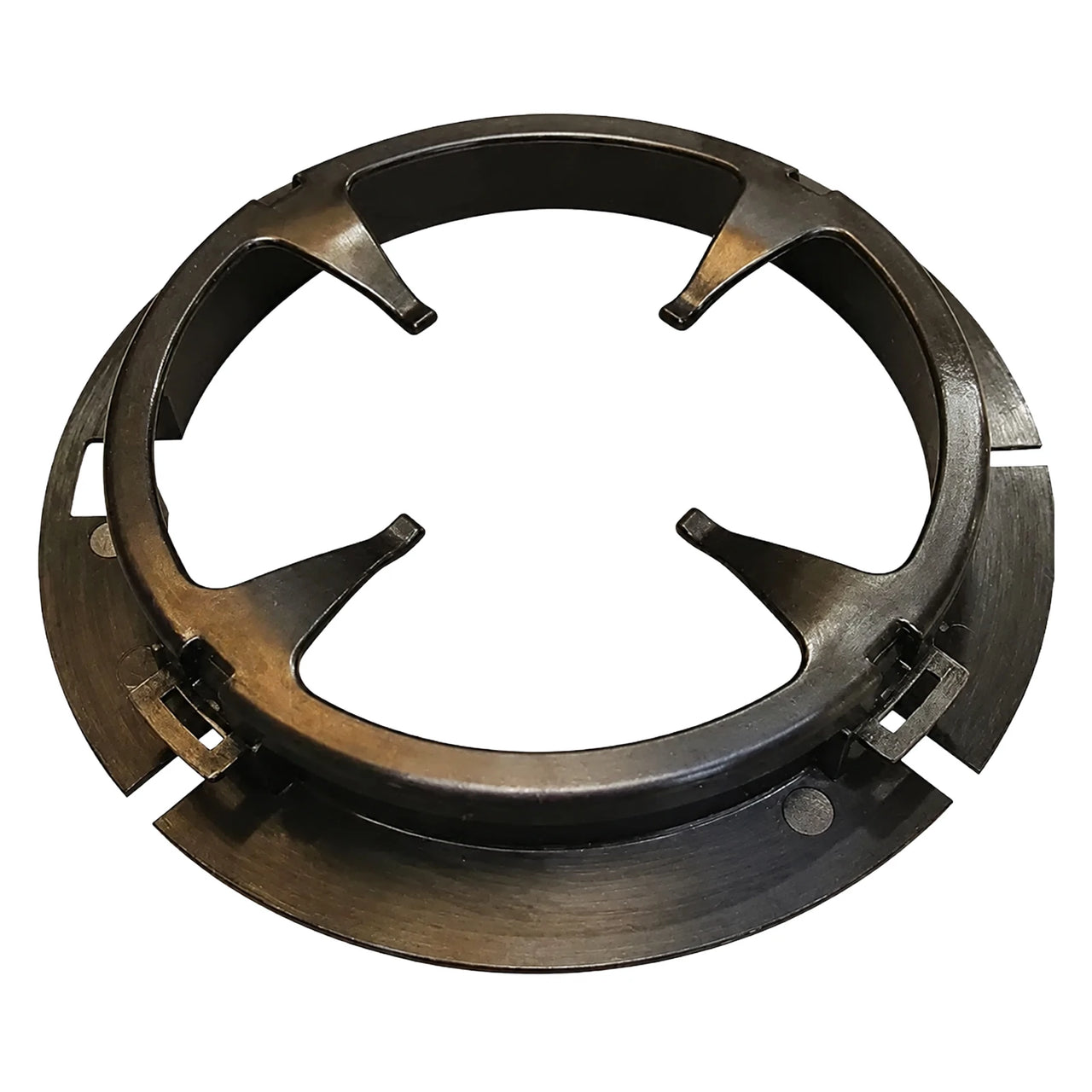 Black plastic universal collar for Mopeka LPG sensors with four internal retention prongs