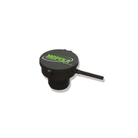 Angled view of black Mopeka TD40 ultrasonic tank sensor with threaded mounting base and side conduit