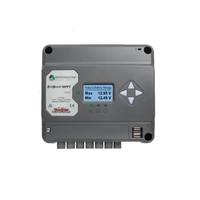 Front view of Morningstar EcoBoost MPPT 40A solar controller with LCD display and dual USB ports