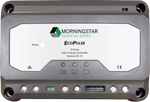Front view of 10A PWM solar charge controller showing status LEDs, wiring terminals and configuration switches