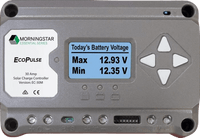 Morningstar EcoPulse PWM 30A solar charge controller with digital display and navigation buttons