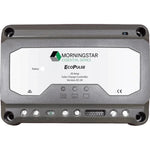 Front view of Morningstar EcoPulse 20A PWM solar controller showing status LEDs and terminals