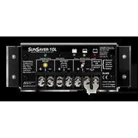 Front view of Morningstar Sunsaver 10L solar charge controller with LED indicators and screw terminals