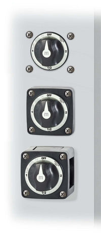 Three mounting examples showing surface, front panel and rear panel installation options