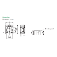 Technical dimensional drawing of the fuse block showing width, height and mounting hole spacing in millimeters
