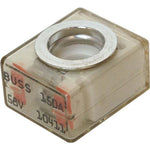 Blue Sea MRBF terminal fuse with clear casing showing 150A and 58V ratings