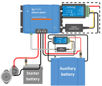 Wiring diagram showing Orion-Tr Smart charger connected to a BMS via the isolated remote cable