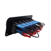 Rear view of panel showing pre-wired harness with red and black cables and blue connectors