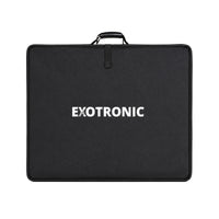 Closed black carry bag with Exotronic logo for the 300W solar panel