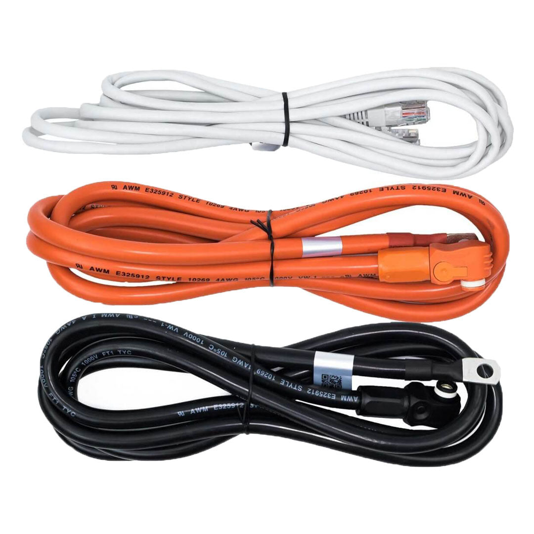 Pylontech cable kit including orange positive, black negative and white communication cables
