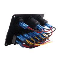 Rear view of switch panel displaying pre-wired harness with connectors and fuses