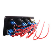 Back of the switch panel displaying the pre-wired connections, fuse holder and insulated terminals
