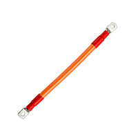 300mm orange 70mm² battery cable lead with M8 tinned copper lugs and red heat shrink