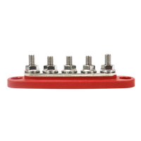 Side profile of red busbar showing stud height and base thickness