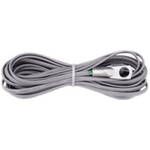 Coiled grey temperature sensor cable with metal ring terminal lug