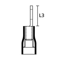 Side profile dimensional drawing of the insulated ring terminal