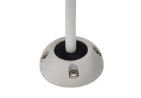 Grey dome-shaped marine cable seal with a white cable and black rubber bung