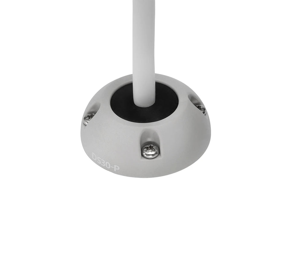 Grey Scanstrut vertical cable seal with a white cable passing through a black bung