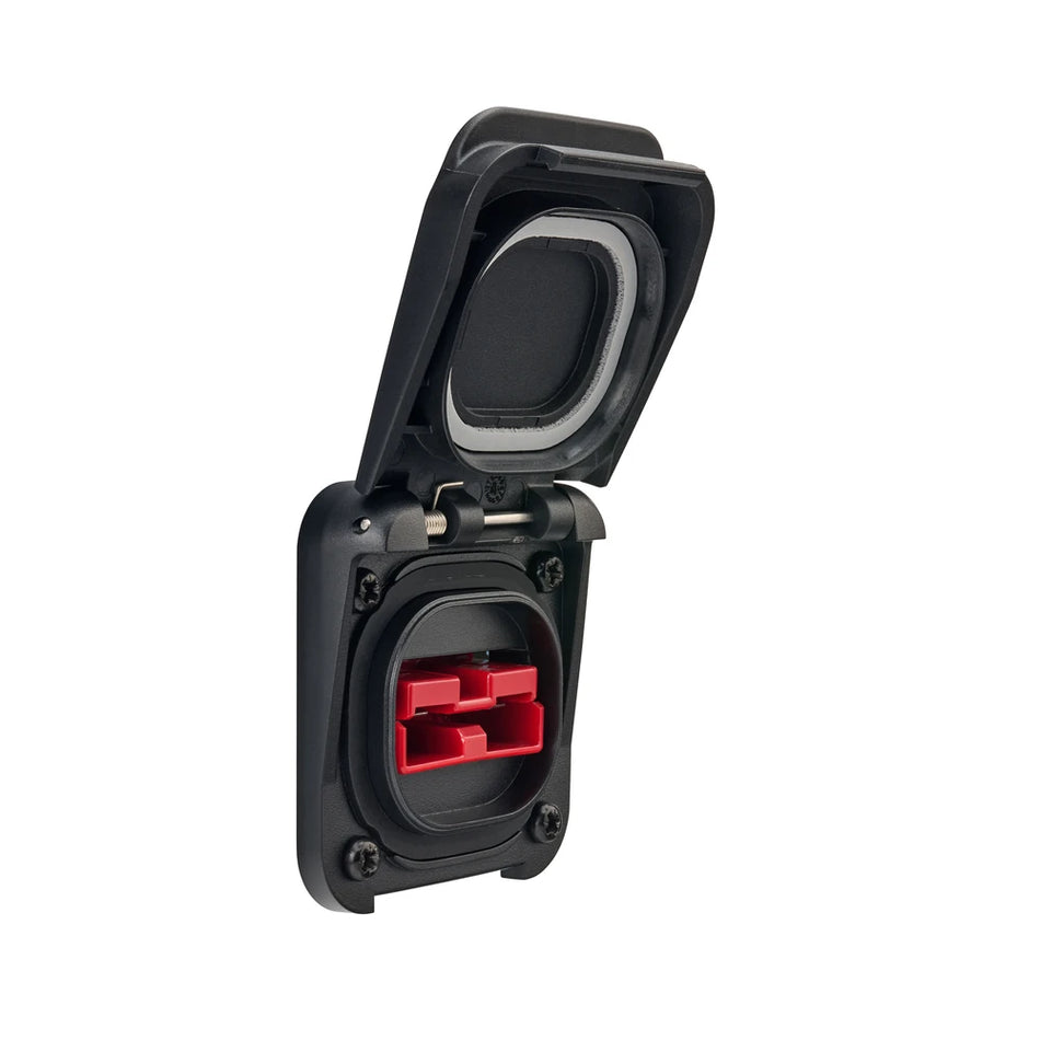 Scanstrut Ventura solar input socket with open flip lid and red 50A Anderson connector