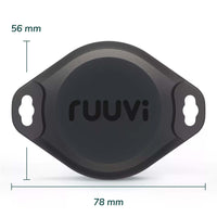 Top view of RuuviTag Pro sensor showing dimensions of 78 millimetres wide by 56 millimetres high