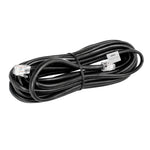 Coiled 8m black data extension cable with clear RJ connectors and Simarine logo tag