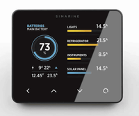 Front view of black surface mount Simarine Pico display showing battery state of charge and appliance power usage