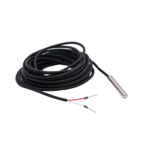 Single coiled temperature sensor with stainless steel probe and terminated wire ends