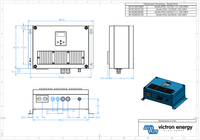 Technical dimension drawing of Skylla-IP65 charger with front, side, and bottom measurements