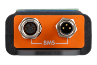 Close-up of the M8 circular male and female BMS connection ports