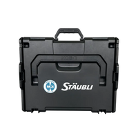 Front view of black Stäubli L-Boxx tool case with logo