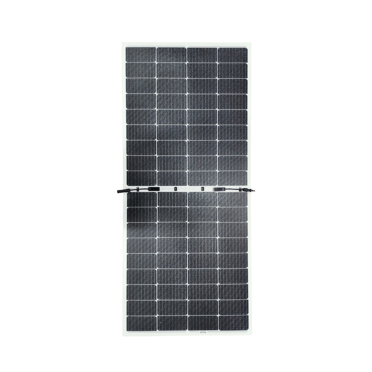 Full front view of a Sunman 215W flexible solar panel with 72 half-cut cells and central junction boxes
