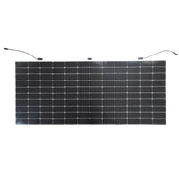 Front view of Sunman eArc 430W flexible solar panel with visible solar cells and triple junction boxes