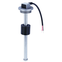Stainless steel 300mm tank level sensor with black float and 1-1/4 BSP threaded head