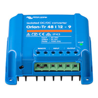 Bottom angled view of Victron isolated converter showing wiring terminal block and cooling fins