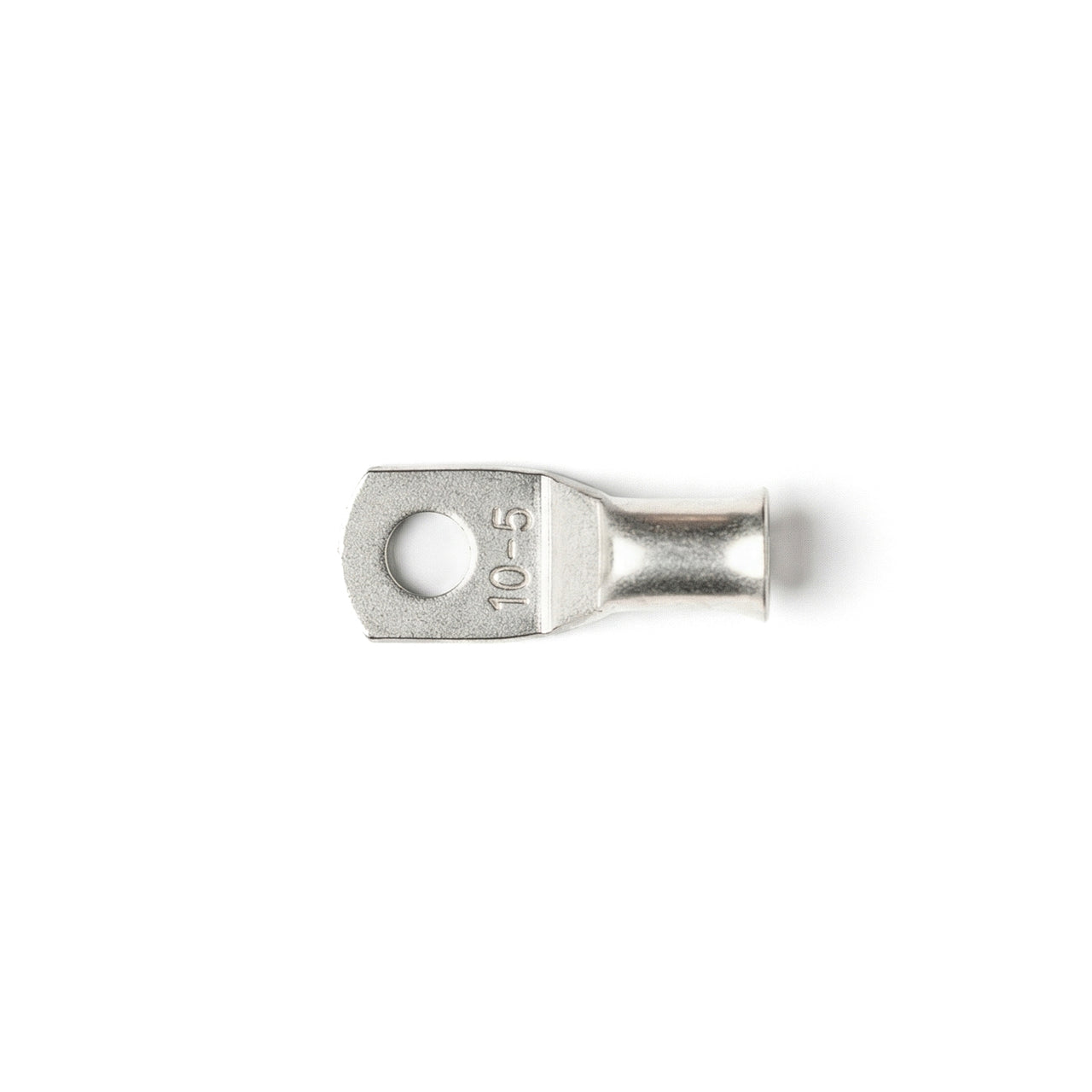 Top-down view of 10mm² M5 copper lug with size identification markings