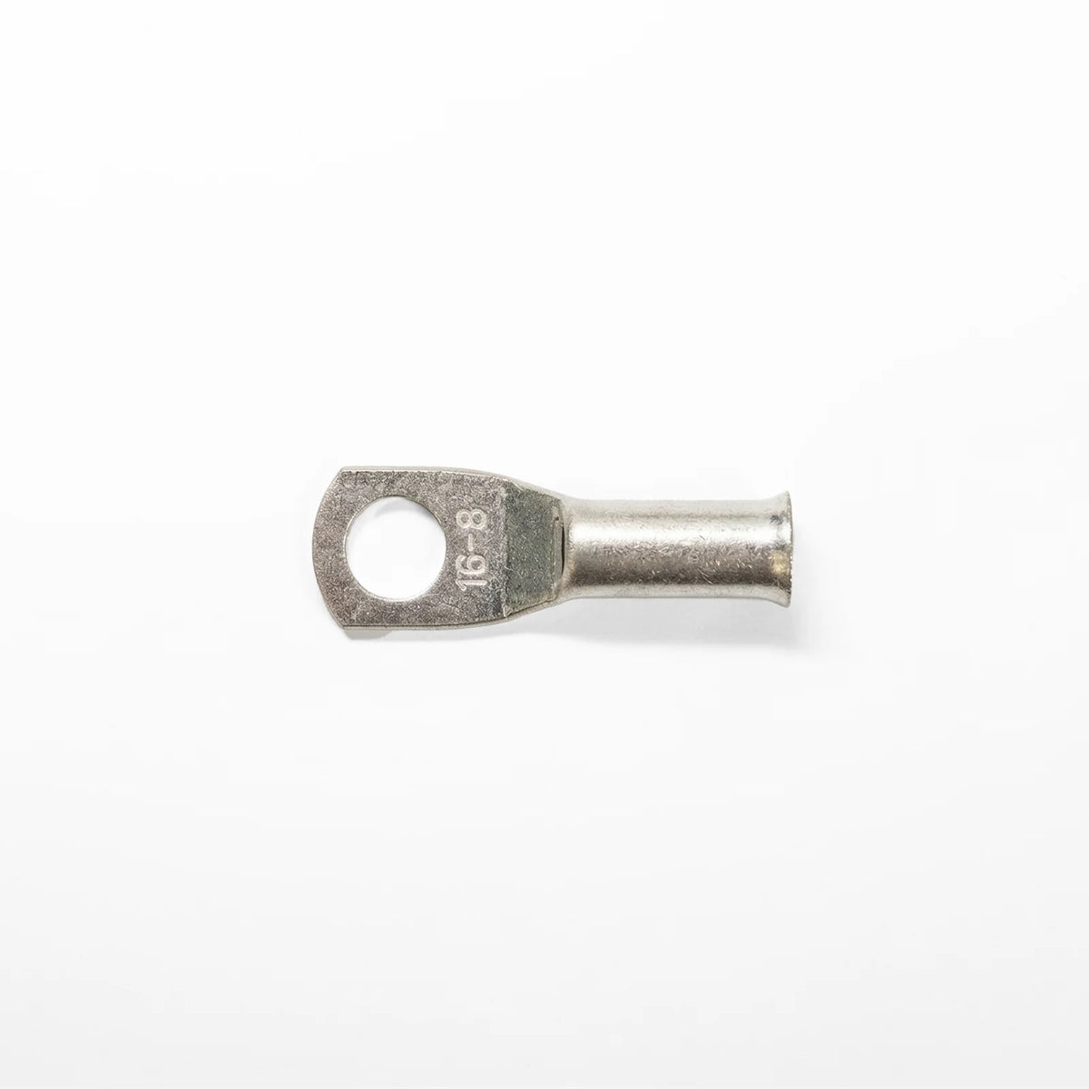 Top-down view of 16mm² M8 copper lug with size identification markings