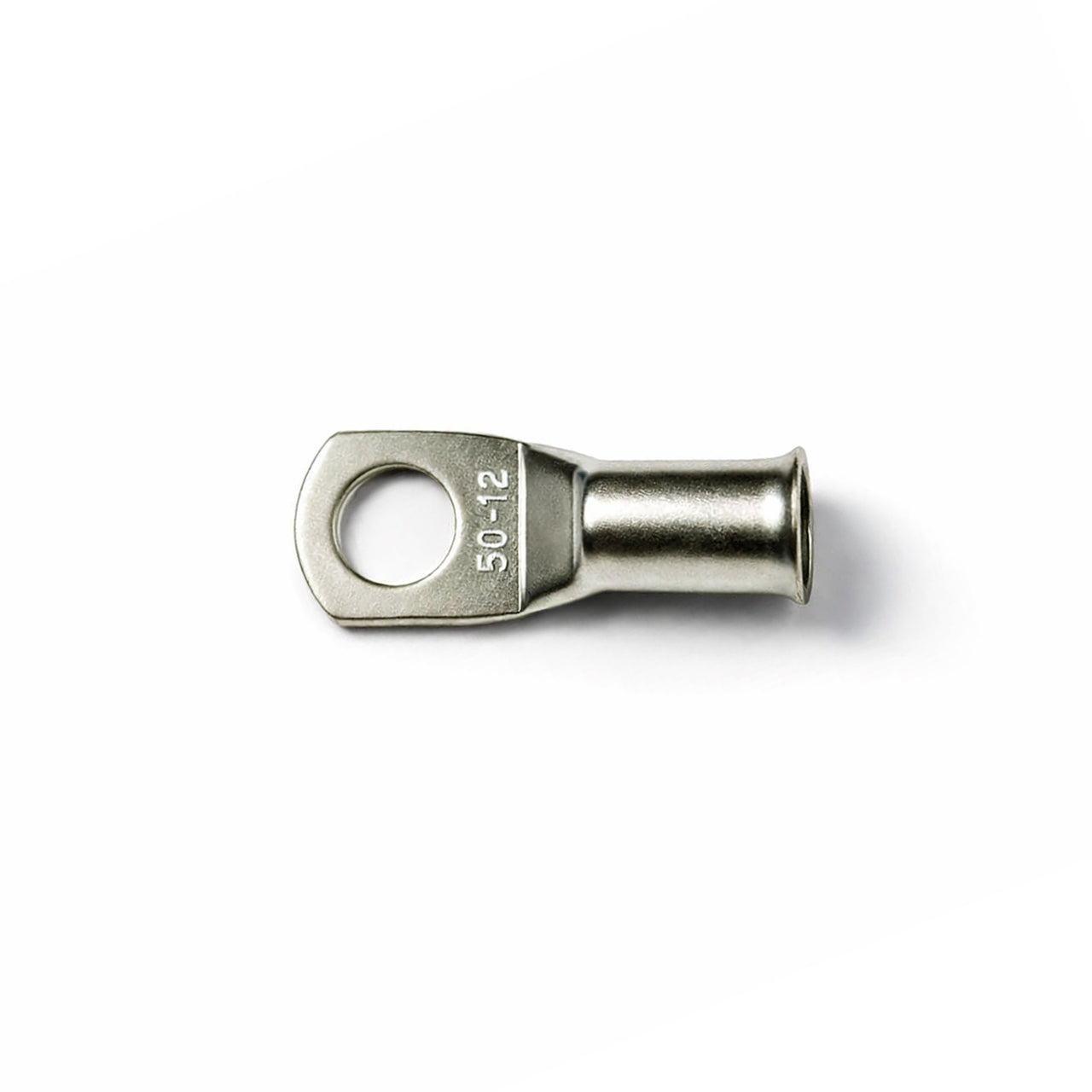Top-down view of 50mm² M12 copper lug with size identification markings