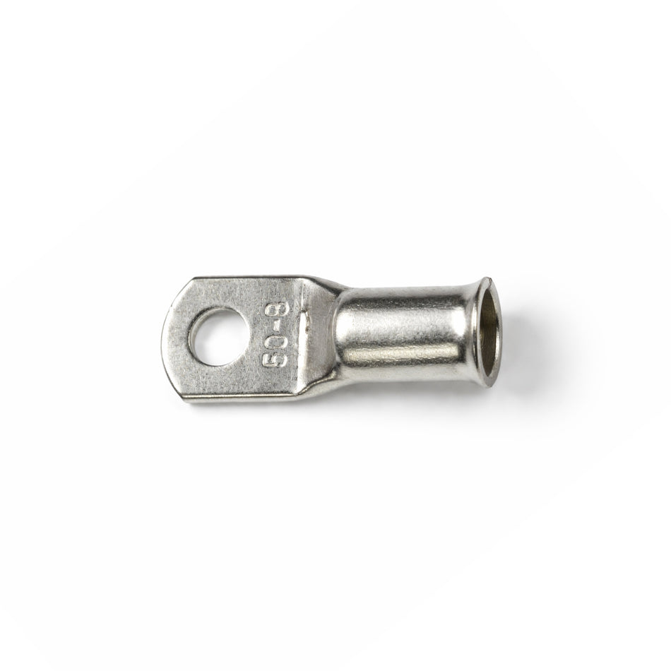 Top-down view of 50mm² M8 copper lug with size identification markings
