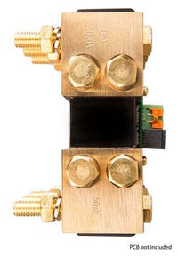 Top-down view of DC shunt showing 6000A and 50mV ratings marked on brass blocks