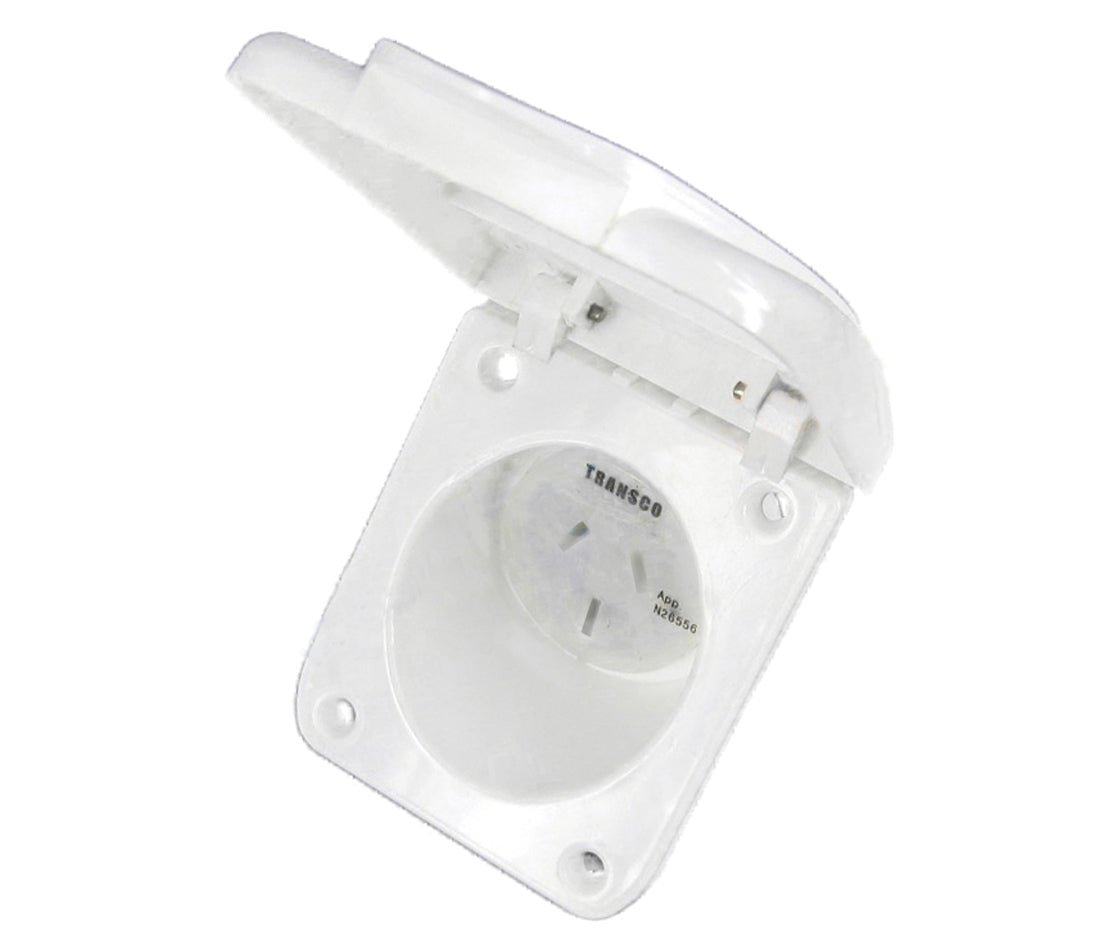 Transco 15A White Caravan Power Outlet