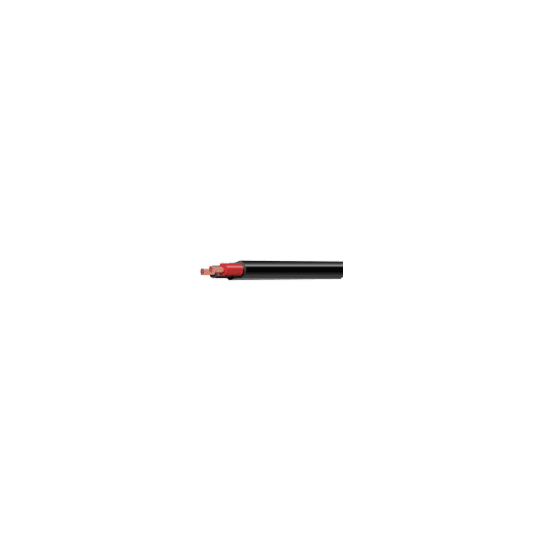 Cutaway diagram of twin core cable showing outer sheath, inner insulation and copper strands