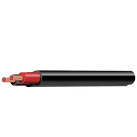 Render of stripped cable end showing copper strands, red and black insulation and outer sheath