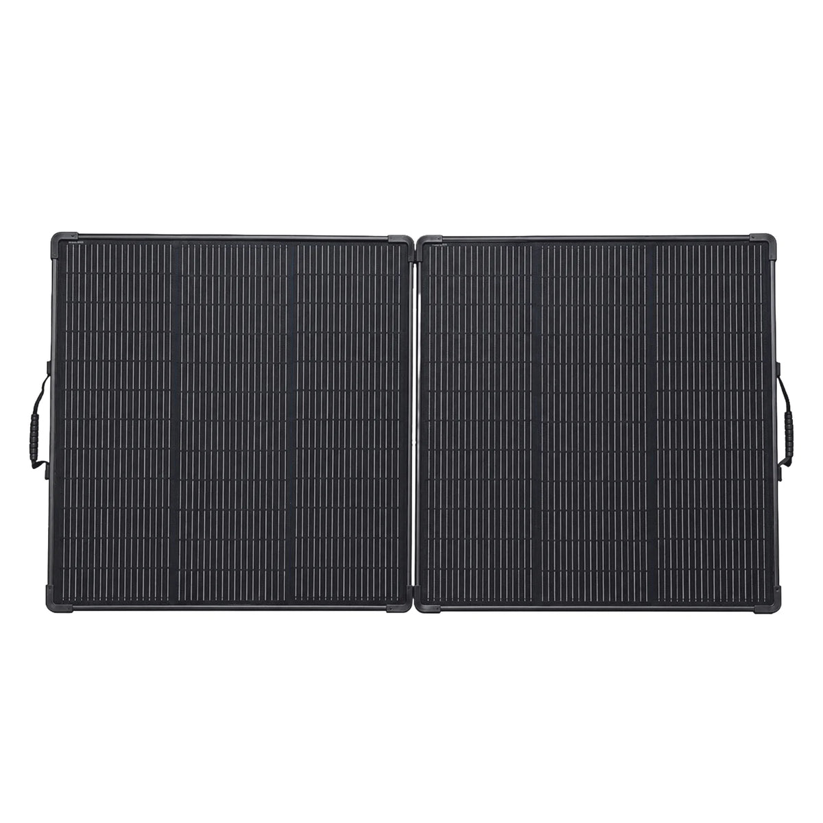Fully unfolded flat view of the 200W folding solar panel showing two monocrystalline sections