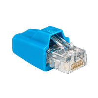 Detailed view of a single VE.Can RJ45 terminator with gold-plated pins