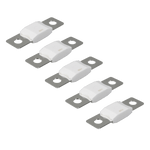 Five Victron 100A 80V MEGA fuses with white ceramic bodies and metal bolt-down terminals
