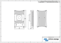 Dimensional drawing with front and side views of the 100A buck-boost DC-DC converter