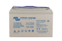 Front view of Victron 125Ah AGM battery showing M8 terminal studs