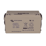 Grey Victron 12V 265Ah deep cycle gel battery with rope handles and M8 terminals